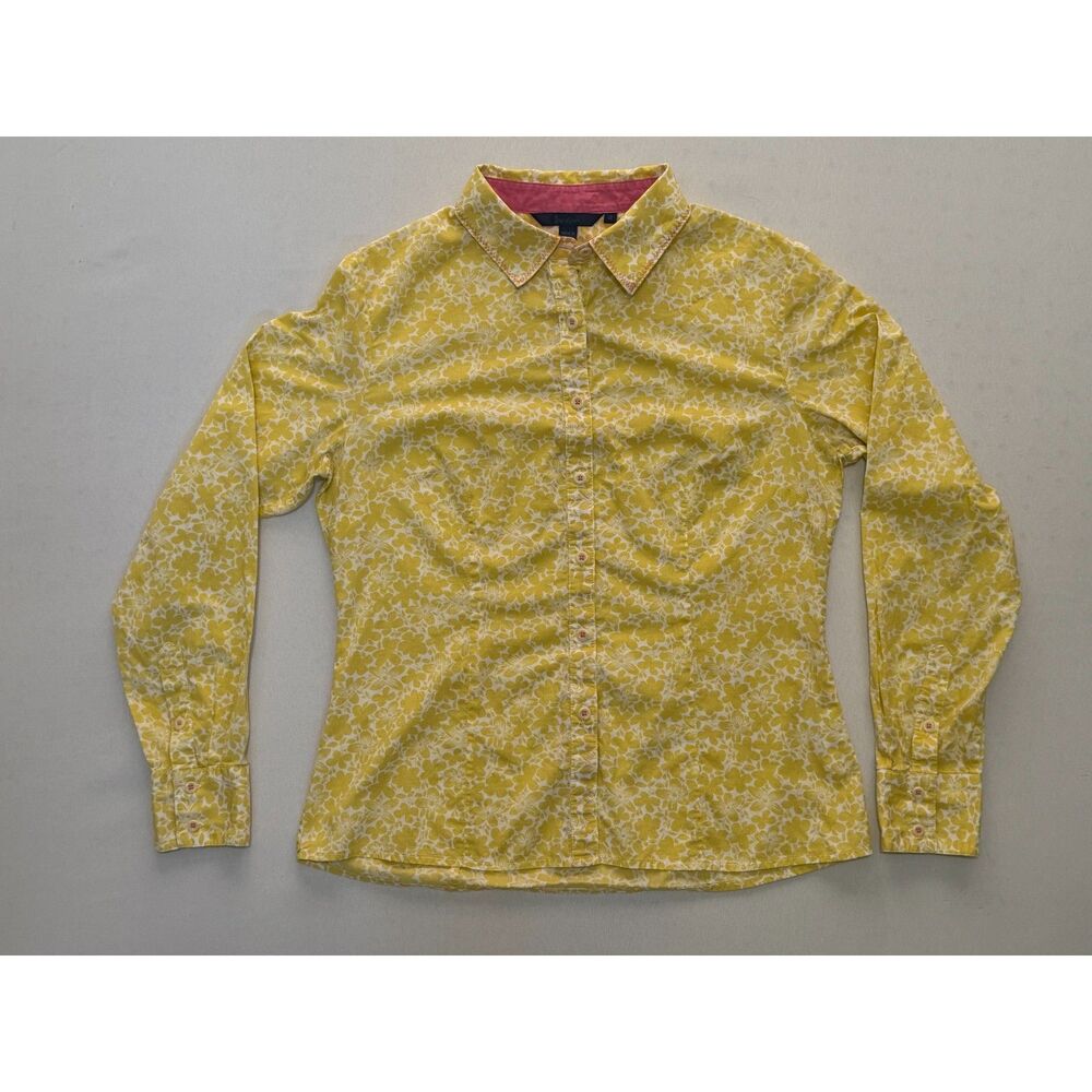 Boden 100% Cotton Yellow Floral Button-Up | Size 12